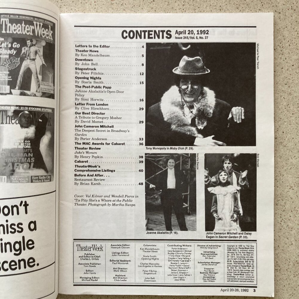 Val Kilmer Wendell Pierce Theater Week Magazine April 20 1992 Address Label Att - Picture 3 of 4